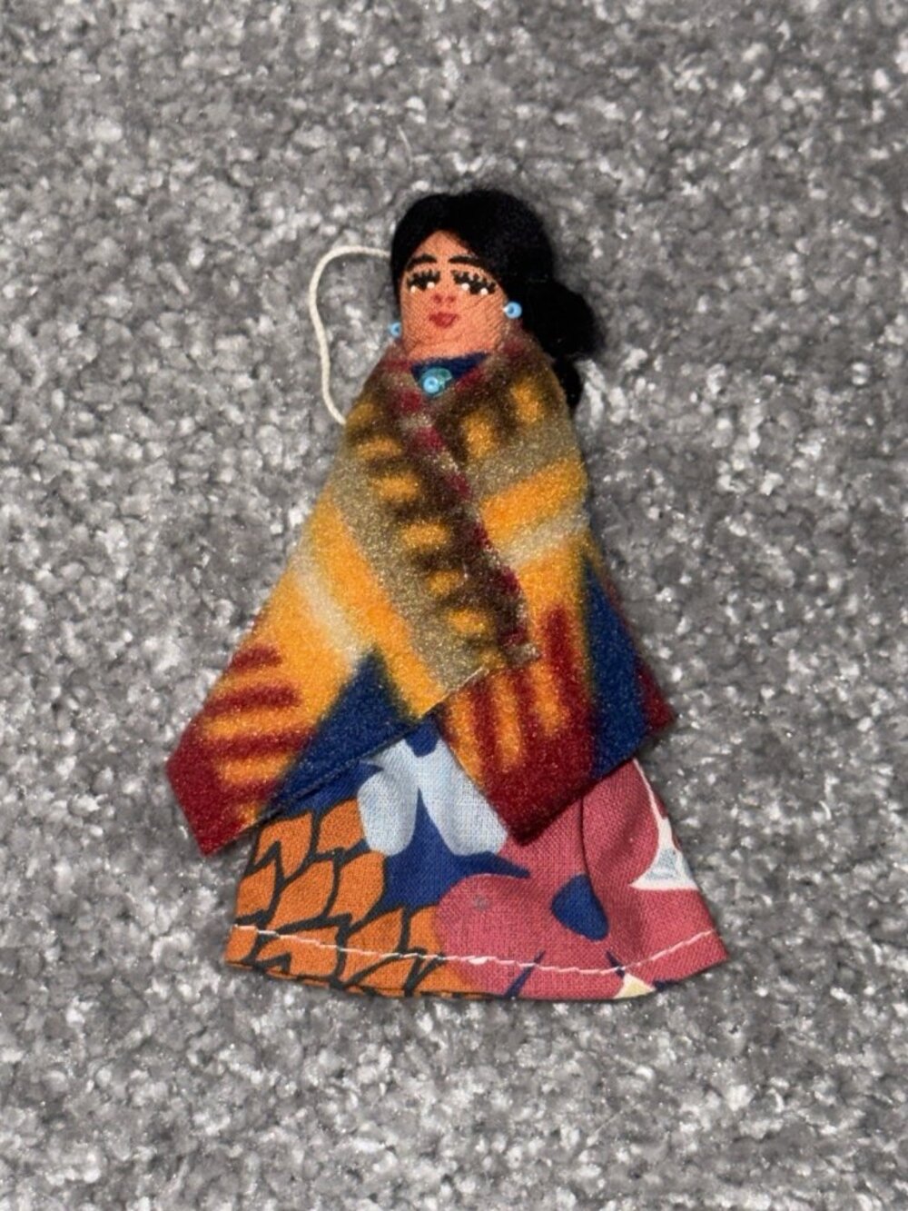 Skookum Native American Folk Art Doll  4" Tall Ornament With Hanging String
